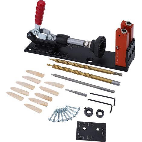 Guide de perçage oblique double trous Kit gabarit de poche pour menuiserie outil positionneur de perçage (1/5)