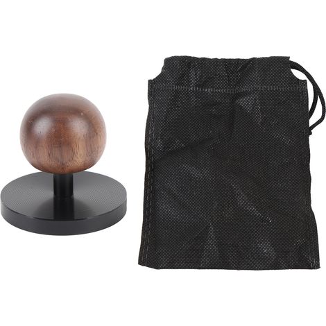Pilon à café en alliage d'aluminium noir avec manche sphérique en bois, accessoire pour la préparation du café, 51 mm (1/5)