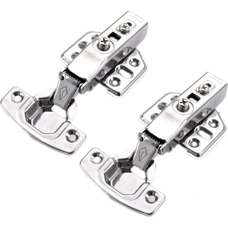 Charnières pour armoires sans cadre, pour portes à demi-recouvrement, lot de 2, argent (1/5)