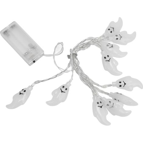 Halloween-Geister-LED-Lichterkette, gruselige Innen-/Außendekoration für schaurige Partys, Gärten und Abende (Batterielos, Dauerlicht weiß, 1,5 m, 10 Lichter, 2 AA-Batterien erforderlich) (1/5)