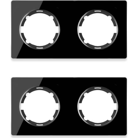 Plaque de finition Garda, en verre, horizontal, 2 postes (lot de 2) - noir