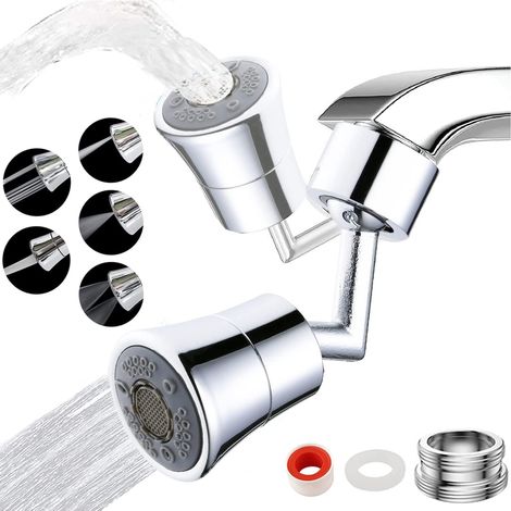 Aérateur de robinet pivotant 720° (brass) - 5 modes économiseur d’eau, filtre anti-éclaboussures, adaptateur universel M24 (int.) & M22 (ext.) (1/5)