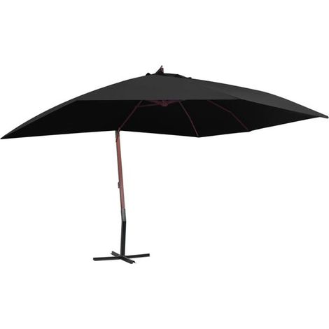 Parasol suspendu à poteau en bois noir 400 x 300 cm (1/5)