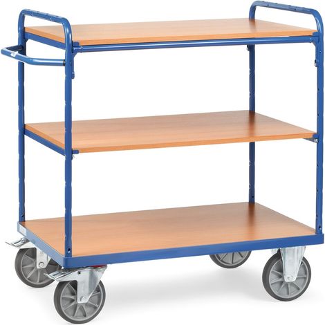 Fetra Etagenwagen mit 3 Böden aus Holz 850x500mm Ladefläche (1/2)