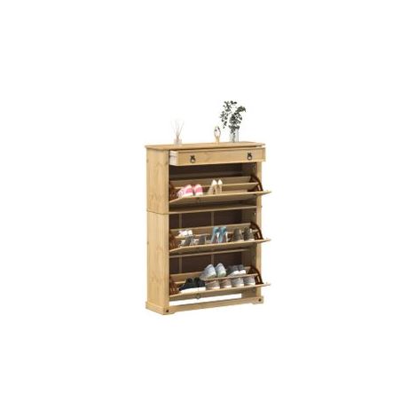 Armoire à chaussures Corona 99x32x138 bois de pin massif (1/5)