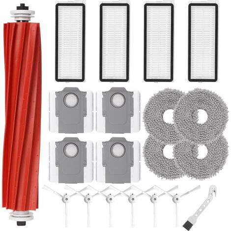Kit de accesorios para robot Roborock Qrevo S / QRevo MaxV / QRevo Pro Repuestos: 1 cepillo principal, 4 filtros HEPA, 4 mopas, 6 cepillos laterales, 4 bolsas para polvo, 1 cepillo (1/5)
