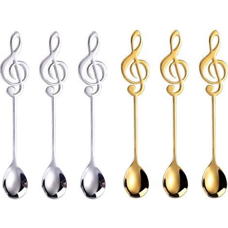6-teiliges Set Musiklöffel, Musik-Teelöffel, für Tee oder Kaffee, Kaffee, Partys, Besteck, Zuhause (1/5)