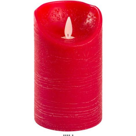 Bougie Cylindrique Rouge &ndash D 7,5 cm x H 12,50 cm &ndash finition Rustic - dimhaut: H 12,50 cm - couleur: Rouge (1/5)
