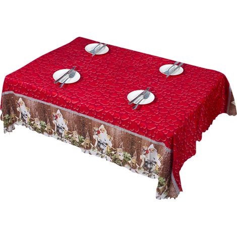 Mantel De Mesa Navidad - Rectangular Impermeable - Poliéster - 180 X 150 Cm - Estampado Navideño (1/5)