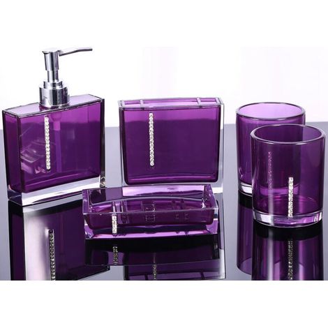5 pièces/ensemble acrylique accessoires de salle de bain bouteille bouteille brosse à dents porte-savon (1/4)