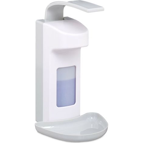 Distributeur de savon mural 500 ml, désinfectant savon liquide, cabinet médical entreprise bureau, blanc (1/5)