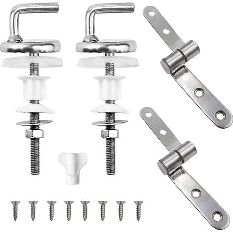 2 Pièces Charnière Abattant WC,Acier Inoxydable,Kit Fixation Complet,Siège Toilette Standard,Salle De Bain (1/5)