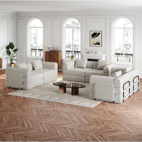Modulares 2-in-1-Schlafsofa aus Chenille mit Armlehnenfach, 274 x 183,8 cm OKMYHOME (1/5)