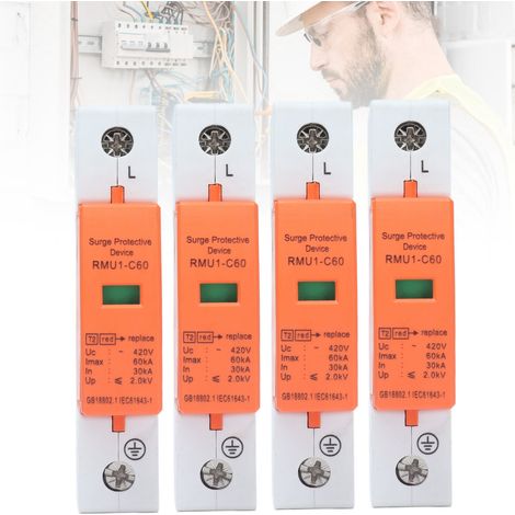 RMU1-C60 Parafoudre 420 V SPD 1P Protection contre la foudre domestique Parafoudre équipotentiel contre les surtensions Capacité maximale : 60 kA (1/5)