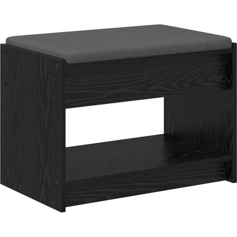 Hall Bench Black Oak 63 x 38 x 45 cm Engineered Wood and Fabric vidaXL