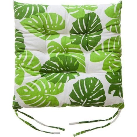 (Vert)Lot de 2 coussins de chaise de salle à manger, de jardin, de cuisine avec attaches (1/5)