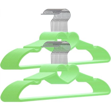 20 pieces, 39 x 21 x 0.5 cm, green, with 360-degree swivel hook, durable plastic hangers for clothes, shirts, jackets (1/5)