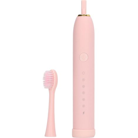 Brosse à dents électrique, étanche IPX7, 6 modes, rechargeable, brosse à dents automatique avec 4 têtes de brosse, rose. (1/5)