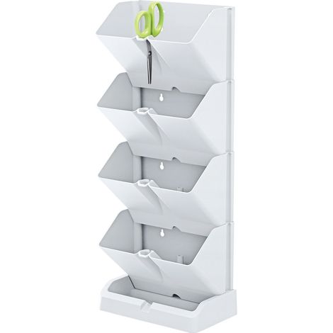 Macetero vertical Prosperplast Mini Cascade de plastico en color blanco 19,5 (largo) x 11,4 (ancho) x 47,5 (alto) cm con tijeras de jardin (1/6)