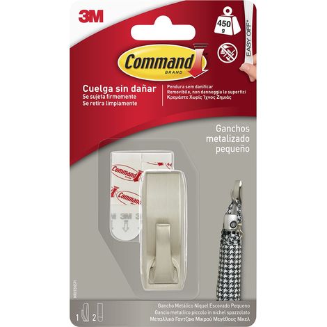 Command 58221 Gancio Metallico in Nickel Riflettente Piccolo MR01-BN, Nichel Spazzolato Moderno, S (1/4)