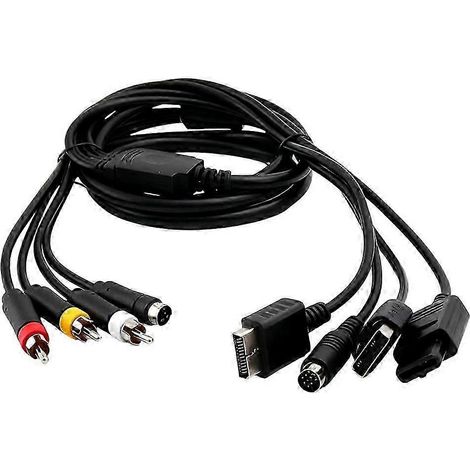 Câble AV S-Vidéo compatible avec les consoles de jeux PS1, PS2, SNES, SFC, N64 et NGC. Câble de connexion TV haute qualité compatible avec les consoles de jeux Sega Saturn SS. WHBYV (1/4)