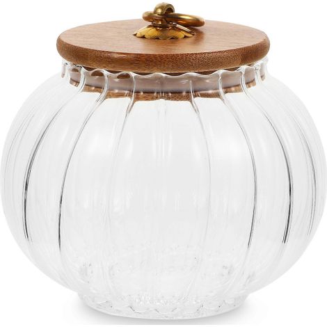 Pot de rangement en verre pour modelage de citrouille, couvercle hermétique, boîte à café transparente-12.50X12.50X10.50CM (1/4)