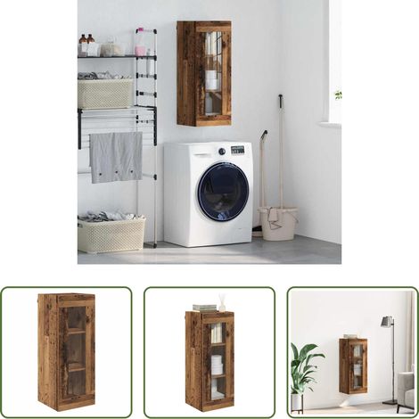 Altholz - Wandschrank Altholz 34,5 x 34 x 90 cm Engineered Wood und Glas (1/5)