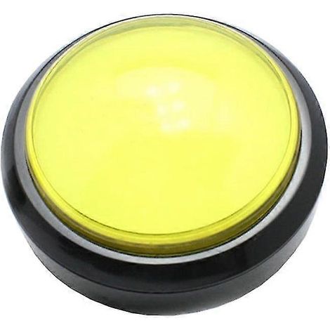 Bouton-poussoir rond de 100 mm avec LED et micro-interrupteur, jaune, pour borne d'arcade DIY (1/4)