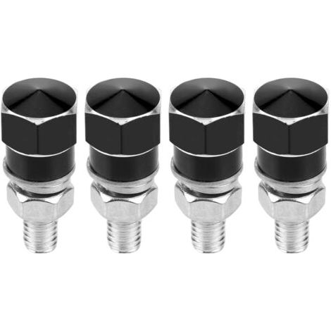 QORVA-Boulons de cadre de plaque d'immatriculation à filetage universel, vis pour moto (noir), 4 pièces