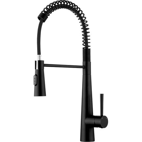 Robinet Cuisine Noir, Mitigeur Cuisine avec Douchette à 3 Modes, Mitigeur Evier Cuisine Pivotant à 360°, Robinet Mitigeur Cuisine en Acier Inoxydable, Mitigeur Cuisine Noir Flexible (1/5)