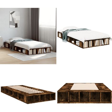 Bettgestell Räuchereiche 90x200 cm Holzwerkstoff - Holzbettwäsche - Bettsofa - Doppelbett - Einzelbett - Boxspringbett - Home & Living (1/5)