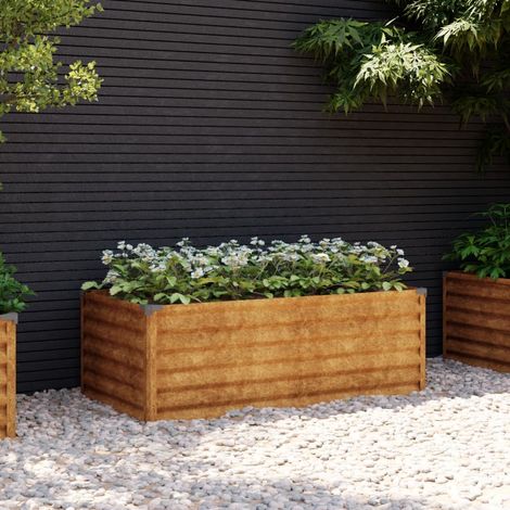 Jardinière Relief Acier Corten 100 X 50 X 36 cm. Aspect Rouille, Très tendance. Jardin, Patio, Balcon (1/5)