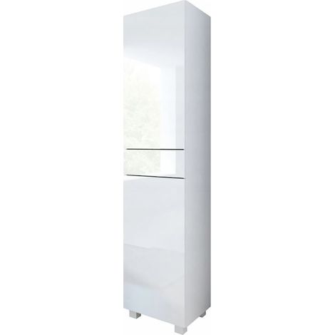 Dusine – Colonne de salle de bain 40 cm – Finition laquée blanche – Installation suspendue ou posée – Structure en mélaminé et MDF certifié FSC