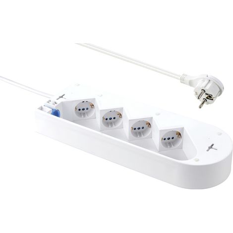 Sygonix SY-5228510 Steckdosenleiste mit Schalter 4fach Weiß Schutzkontakt 1 St.