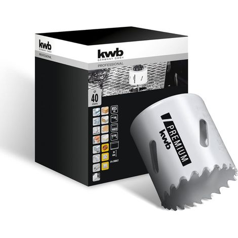 kwb HSS Bi-Metall-Lochsäge Ø 40 mm, 8% kobaltlegiert mit progressiver Vario-Zahnung und hoher Präzision für den vielseitigen Einsatz