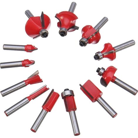 Holzfräser, 12 Stück, 1/4-Zoll-Schaft Fräser-Bit-Set, Rotationsfräser, Holzbearbeitung, Trimmen, Gravieren, Schnitzen, Schneidwerkzeuge, Fräser-Bit (1/5)