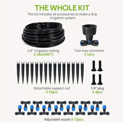 Kit irrigation goutte à goutte 360 degrés réglable facile à installer économie d eau pour serre cour extérieure (1/4)