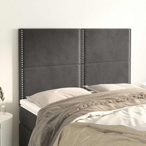 vidaXL Cabecero gris oscuro 144x5x118/128 cm terciopelo (1/5)