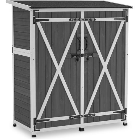 M MCombo Gartenschrank Holz Wetterfest, Klein Outdoor Gartenhaus Gerätehaus, für Außenbereich & Balkon & Terrasse, 122×60×137cm, 0707 (Grau) (1/5)