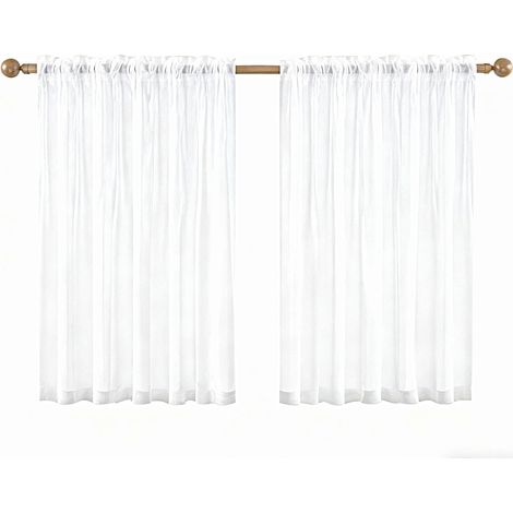 Lot de 2 Rideaux Voilage à Oeillet Rideau Semi-Transparent Intérieurs pour Chambre Salon Maison 76x60 cm (1/5)