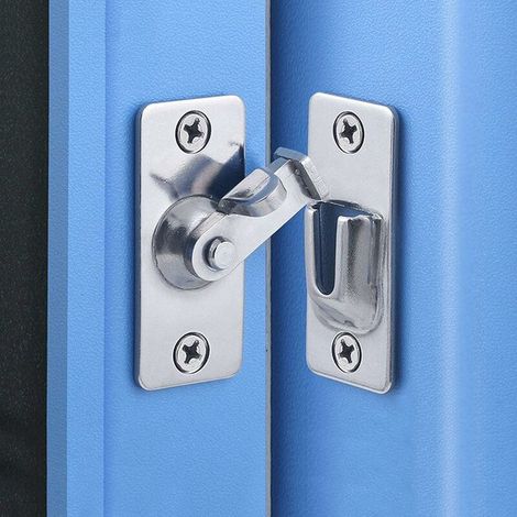 Loquet de porte à 90 degrés, loquet d'angle de sécurité pour porte coulissante/poussée en acier inoxydable, nickel satiné (1/5)