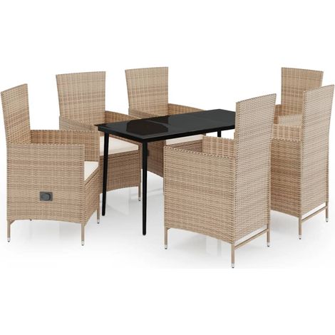 Maison Exclusive - Set da Pranzo da Giardino 7 pz con Cuscini Beige