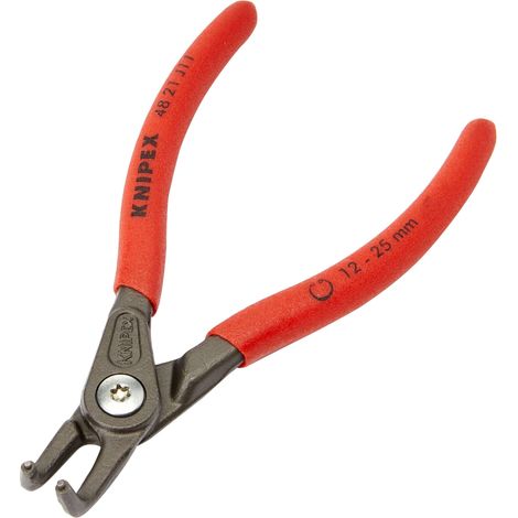 Knipex Pinza di Precisione per Anelli di Sicurezza per Anelli di Sicurezza Interni a Fori Bonderizzata Grigia, Rivestiti in Resina Sintetica Antiscivolo 130 Mm 48 21 J11 (1/4)