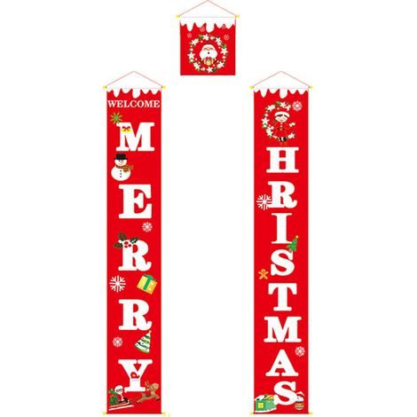 Bannière De Porte De Noël - Bannière Suspendue Pour Décoration Intérieure Et Extérieure - Lot De 2 (1/5)