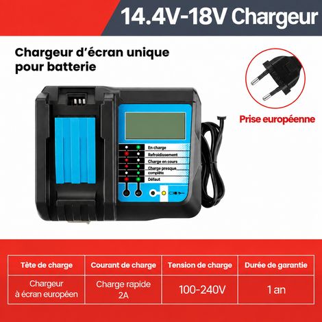 Chargeur avec écran 18V pour Batterie d'Outil Électroportatif Visseuse et Clé à Choc – Livraison gratuite