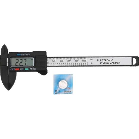 Pied à coulisse numérique LCD haute précision, boîtier en plastique renforcé de fibres de carbone, échelle vernier 0-100 mm (1/4)