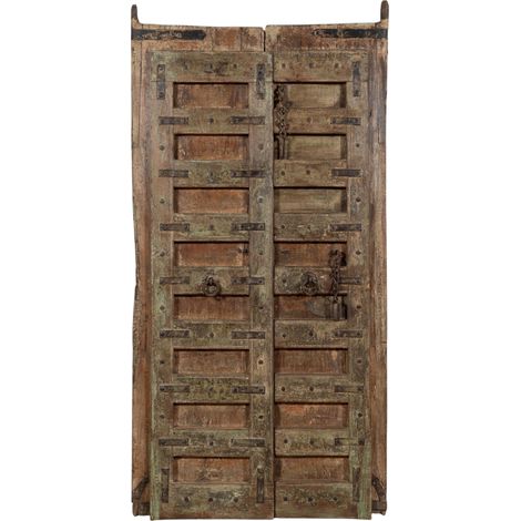Porte en bois massif et en fer pour l'intérieur ou l'extérieur, de style médiéval.