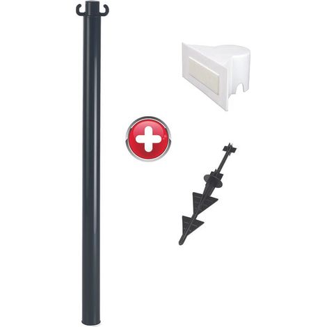 Poteau PVC grande hauteur Noir sur pointe avec support panneau - 2000543