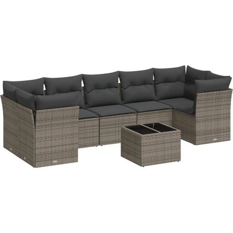 Maison Exclusive - 8-tlg. Garten-Sofagarnitur mit Kissen Grau Pol