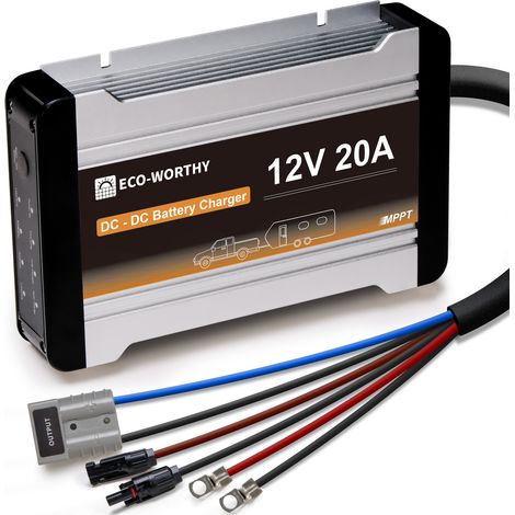 ECO-WORTHY Ladebooster 12V 20A DC-DC Batterieladegerät für LiFePO4 Batterie,Gel,Ladebooster für Wohnmobilen, Wohnwagen